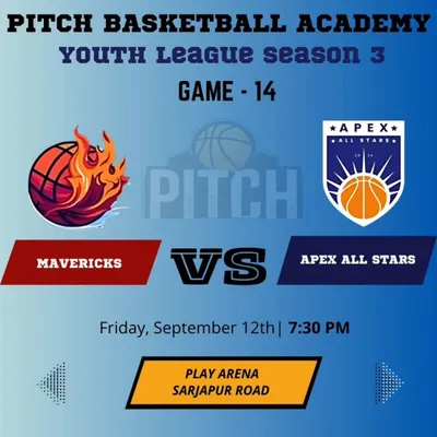 The game day announcement for a Friday night clash between the Mavericks and Apex All Stars during Youth League Season 3.