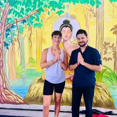 A photo with a wonderful student from New York after a fulfilling session. It is an honor to share the practice of yoga with individuals from different cultures.