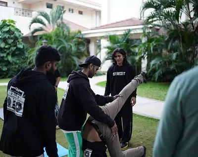 We offer customized corporate wellness events. Here we are guiding the team from Polkadot through a handstand workshop, helping them build trust and try something new together.