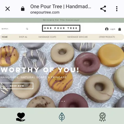 After a lot of hard work, my website is live. This screenshot captures the homepage of onepourtree.com, my online home for all things handmade, natural, and conscious. Now you can explore and shop from anywhere.