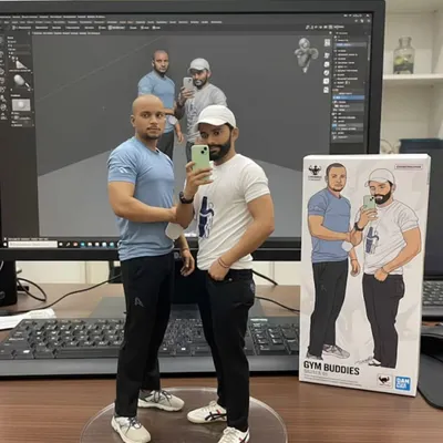 The bond between gym buddies is strong. This custom figurine shows the friendship and support we build within Team Mahabali.