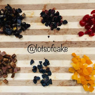 Prepping for my eggless fruit cake. I soak a variety of dried fruits like figs, apricots, cherries, and berries in fresh orange juice instead of alcohol, which makes it flavourful and suitable for all.