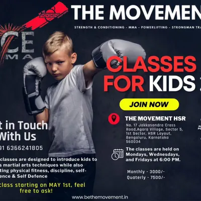 This flyer provides a complete overview of my classes for kids. It includes the address for our HSR Layout gym, the weekly schedule for our Monday, Wednesday, and Friday evening sessions, and the monthly and quarterly fee structure. These classes are the perfect starting point for kids to learn martial arts and build lifelong confidence.