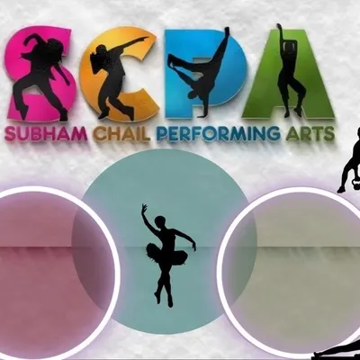 The official logo for Subham Chail Performing Arts (SCPA), representing the diverse range of dance and fitness styles I teach, from yoga to ballet and breakdance.