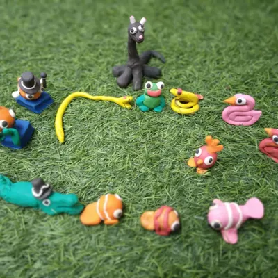 Look at this amazing collection of clay animals. We had a mini jungle in our classroom with crocodiles, frogs, and colourful fish.