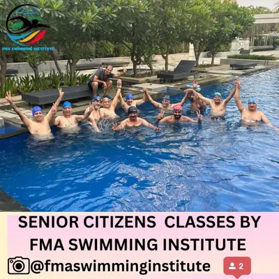 Our morning batch for senior citizens is all about health, happiness, and community. Pictured here is our happy group at the Sector 95A Gurugram pool, enjoying the benefits of swimming together.