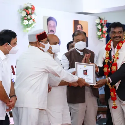 I was honored to be felicitated by the Honorable Governor and Chief Minister of Karnataka during the National Sports Day celebration. On this day, I was also inducted into the Karnataka Olympic Association's Hall of Fame.