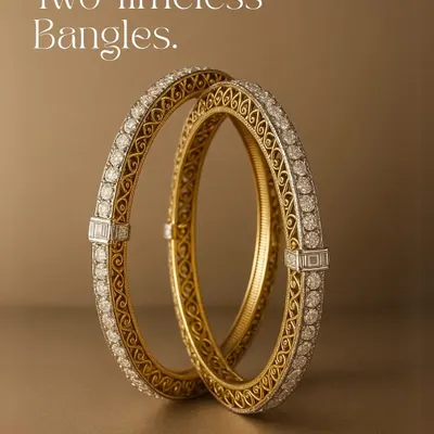 Two bangles, one timeless story. Crafted with intricate filigree, wrapped in diamonds, and finished with quiet strength, this pair is for wrists that carry tradition into the now.