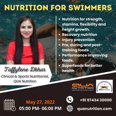 It was a pleasure to host this webinar on "Nutrition for Swimmers" for the Meghalaya Swimming Association. We discussed everything from pre-competition meals to recovery strategies tailored specifically for swimmers.