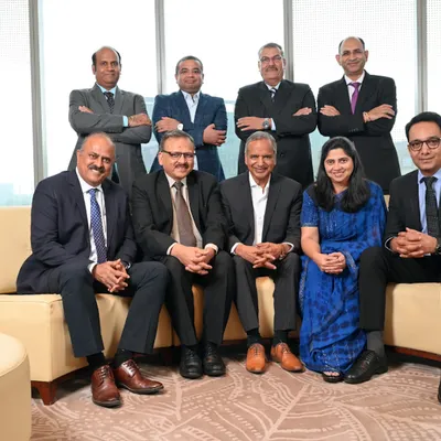 A formal leadership group portrait, often called a 'White House' style shot, taken on-location. I focus on creating a composition that projects unity, confidence, and the collective strength of an executive team.