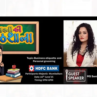 This graphic is from a virtual session on 'Business Etiquette and Personal Grooming' for HDFC Bank. The event was highly successful, with nearly 2,000 employees joining live to enhance their professional skills.