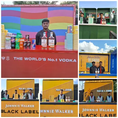 This collage showcases our versatile brand activation work with Johnnie Walker and other leading vodka brands. We create distinct, eye catching bar setups tailored to each brand's identity and campaign goals.