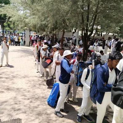 The queue for our U-19 selection trials at the Chinchwad academy. The sheer number of hopefuls is a testament to the reputation we have built for developing top-tier talent.