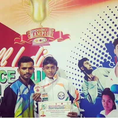 A proud moment for our dojo, with a student wearing the India tracksuit after a major win at an international championship. This is the goal we work towards every single day.