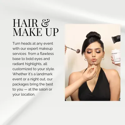 We offer expert hair and makeup services for any event. Whether you need a flawless base, bold eyes, or radiant highlights, our team customizes the look to your style, available at our salon or your location.