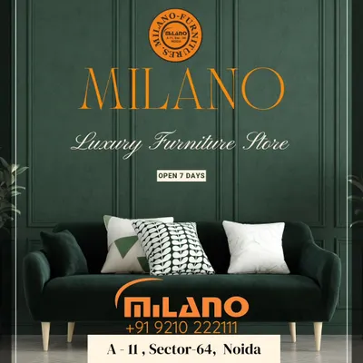 This dark green sofa embodies modern luxury with its clean lines and plush cushions. It's a centerpiece that invites you to relax in style, available to see and try in our Noida store.