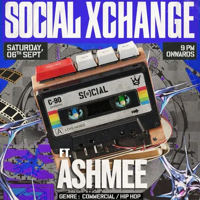A poster from a "Social Xchange" night where I was featured for my commercial and hip hop sets. These events are great for showcasing different music styles.