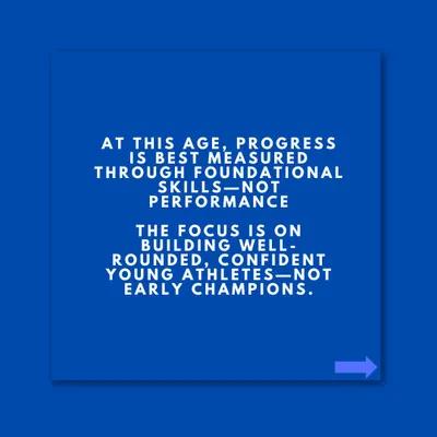 My philosophy for our youngest players (ages 5-8) is clear: progress is measured by foundational skills, not performance. We focus on building well-rounded, confident young athletes, not just early champions.