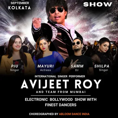 The poster for our Electronic Bollywood Show for a corporate client in Kolkata, featuring my team of singers and dancers ready to rock the event.