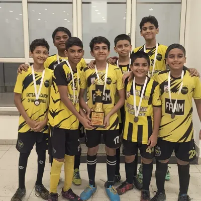 Our Under-14 team proudly displaying their runner-up trophy and medals from the Freedom Cup 2025. This achievement reflects their hard work, discipline, and the fighting spirit we instill in all our players.