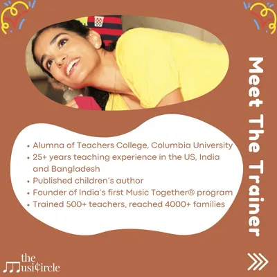 This is me, Priyanka Seth Pandit. I'm a Columbia University alumna, a published children's author, and the founder of India's first Music Together program. My passion is sharing the joy of music with families.