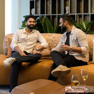Welcome to the Midas Lounge, an office we designed with no workstations. Located on a top floor in Kohinoor Square, Mumbai, this socially inclusive space features a CNC-milled GRC coffee table, a grid wall of metal and marble, and custom jacquard sofas, all designed for conversation and connection.