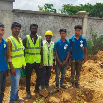 Our dedicated team of gardeners and supervisors on-site, ready to transform an outdoor space with their expertise and hard work.