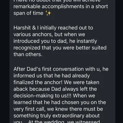 I am so grateful for such heartfelt feedback. Knowing that a client's father chose me on the very first call and that I lived up to their expectations is the best validation for my work.