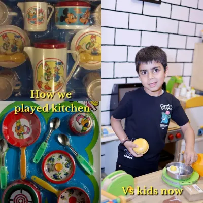 We've taken the classic kitchen playset to a whole new level. Our pretend kitchen is stocked with everything a mini masterchef needs to cook up imaginary delights.