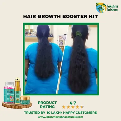 This before-and-after photo shows the incredible difference my Hair Growth Booster Kit can make. You can see how it helps improve hair length, volume, and overall health.
