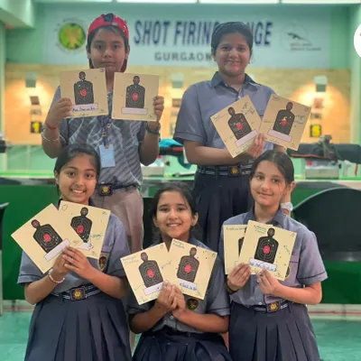 I am proud to partner with schools like K.R. Mangalam World School in Gurugram to introduce students to the sport of shooting. These young shooters are showing off their first targets with great enthusiasm.