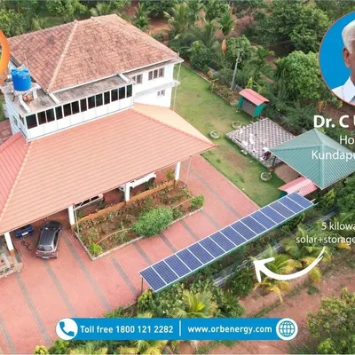 We also serve residential customers like Dr. C Uday Rao in Kundapura, Karnataka. For his home, we installed a 5 kilowatt solar system with battery storage, providing reliable power during outages and drastically reducing his reliance on a diesel generator. This highlights our capability to deliver solar solutions for various needs.