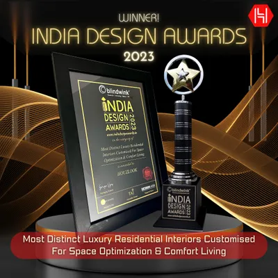 We are proud to be winners at the India Design Awards 2023. This award for 'Most Distinct Luxury Residential Interiors' recognizes our commitment to customized, space-optimized, and comfortable living solutions.