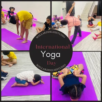 We celebrated International Yoga Day with our little stars. Here you can see them practicing basic yoga asanas like forward folds and child's pose, learning the importance of stretching and mindfulness from a young age.
