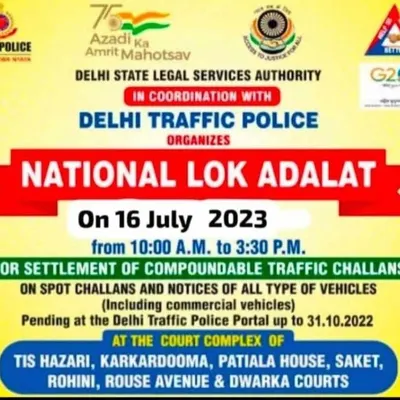 Information about the National Lok Adalat for settling traffic challans. These forums are a practical way to resolve pending legal notices, and I guide clients on how to best utilize such opportunities.