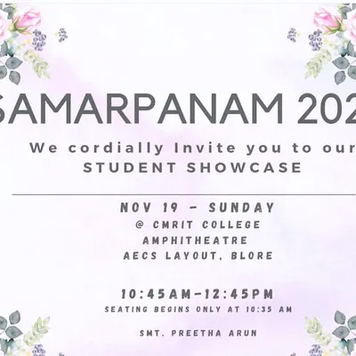 Our class annual day, 'Samarpanam 2023', is just around the corner! This invitation marks the beginning of the final stretch of practices as we get ready for the showcase.