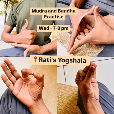 This collage showcases some of the hand gestures, or Mudras, that we explore in our advanced workshops. Each Mudra has a specific effect on the body's energy, and learning them can add a new dimension to your yoga and meditation practice.