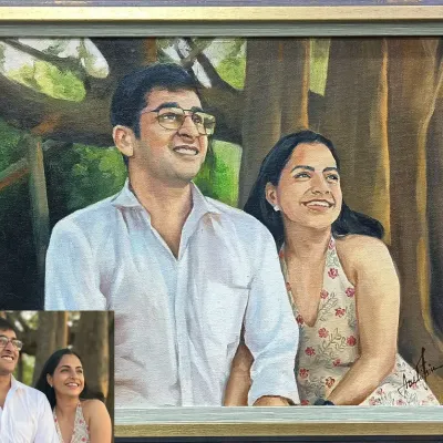A great example of the photo-to-painting process. I take the original photograph and use it as a reference to create a unique, artistic interpretation on canvas.