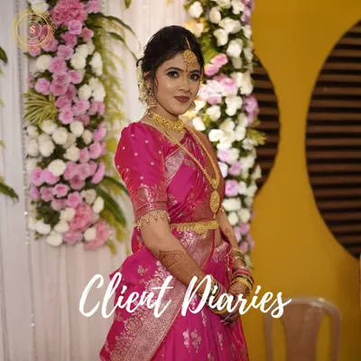 Happy customers, happy us! This is from our client diaries, featuring a beautiful client dressed in our traditional South Indian temple jewellery for her special event.