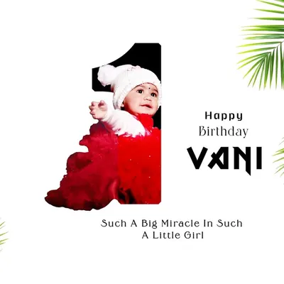 A great example of the custom graphic work I offer. For Vani's first birthday, her photo is creatively placed within the number one, creating a personalized and stylish graphic that parents love to share online.