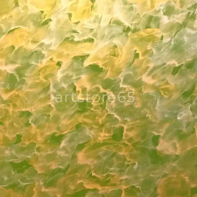 A close-up of our vibrant green and yellow blended texture. This finish has a soft, leafy appearance, created by layering colors with special tools to achieve a natural, organic effect.