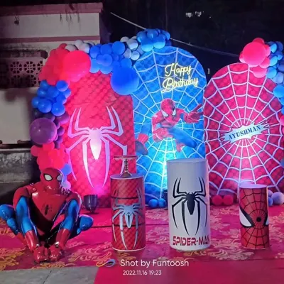 This is how we bring a superhero to life. For this Spiderman themed birthday party, we used custom printed backdrops, themed pedestals, and a life-sized Spiderman prop to create a complete world for the birthday boy.