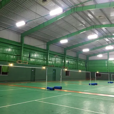 This is a look at my clean, empty courts, showcasing the professional-grade Li-Ning synthetic flooring and clear court markings. The space is ready to be transformed for your event.