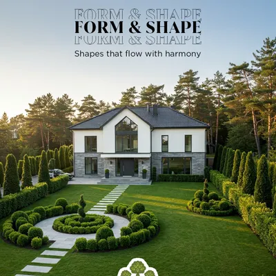 Form and shape are fundamental to landscape design. In this formal garden, we used meticulously clipped hedges and topiary to create flowing, harmonious shapes that guide the eye and establish a sense of elegant order.