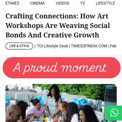 A moment to cherish forever. Being featured in the Times of India for my art workshops was a surreal and proud moment. It's a testament to the love and passion poured into this journey.