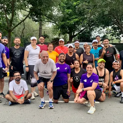 The whole running family together after a refreshing Sunday morning run. The smiles say it all. This is what keeps us coming back week after week.
