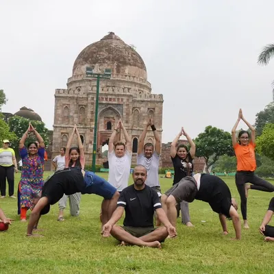 Our yoga family extends beyond the studio walls. Here is a beautiful group photo from our yoga picnic at Lodhi Garden, combining practice with fun and togetherness.