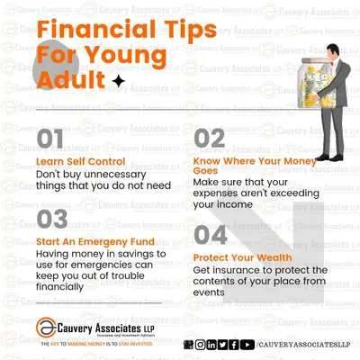 For young adults, building healthy financial habits early is key. This includes learning self-control with spending, tracking your expenses, starting an emergency fund, and protecting your wealth with basic insurance.