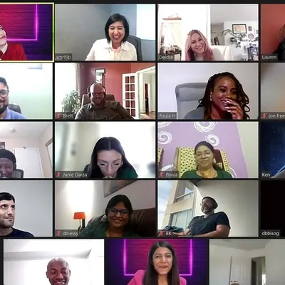 Hosting a virtual event for Team Amazon with comedians Sapan Verma and Harper Rose. Even through a screen, my job is to bring energy, facilitate conversations, and make sure everyone feels connected.