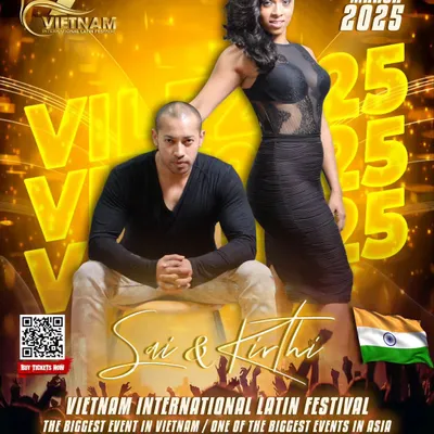 This is a promotional poster for our upcoming appearance at the Vietnam International Latin Festival. We are so excited to represent India and share our love for dance on one of Asia's biggest stages.
